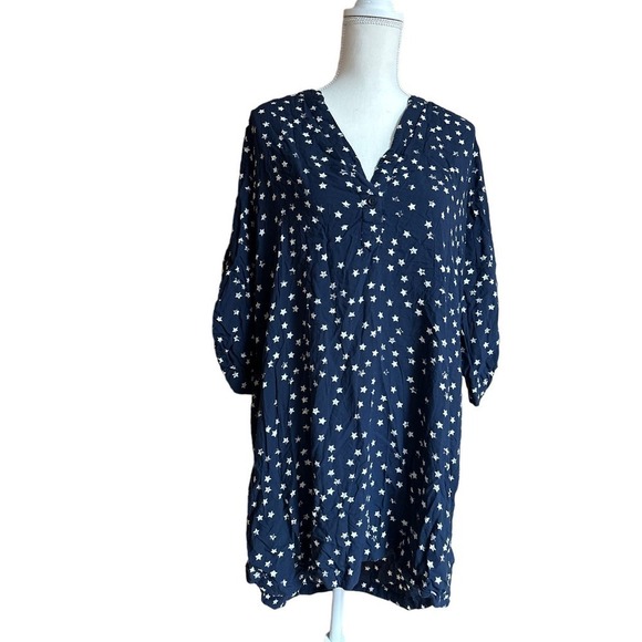 beachlunchlounge all over star print roll-sleeve beach cover-up tunic size XL - Picture 1 of 6